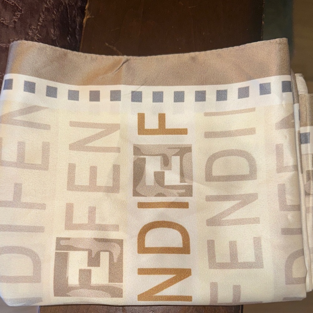 Beige and Brown Logo Shawl - Picture 12 of 16